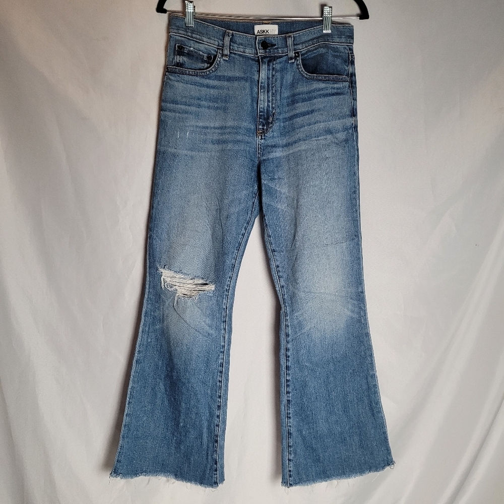 ASKK NY Modela Distressed Raw Hem Jeans Color Geek Rebel Women's Size 28